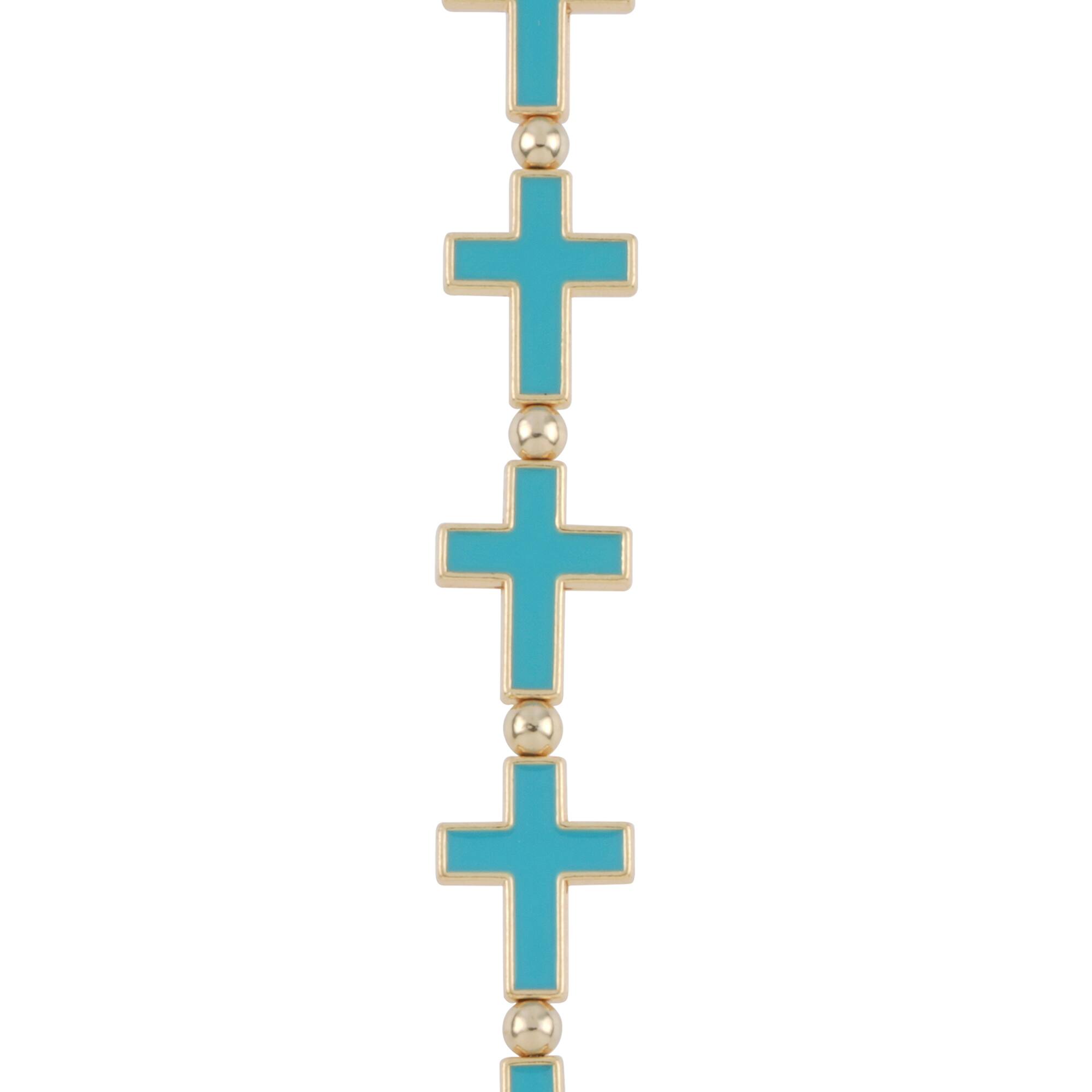 Blue Enamel Metal Cross Beads, 21mm by Bead Landing™